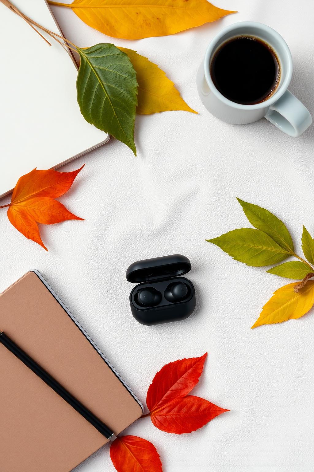Compact black true-wireless earbuds in an open charging case.